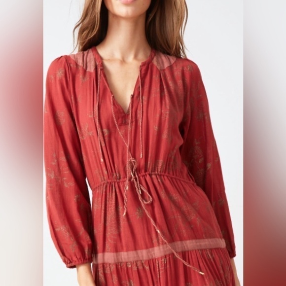 ULLA Johnson Prairie Bohemian Lagenlook Cottagecore Midi Dress 2 - Picture 3 of 11